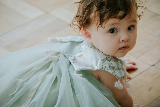 BIB/grid 5 piece mint口水巾刻字