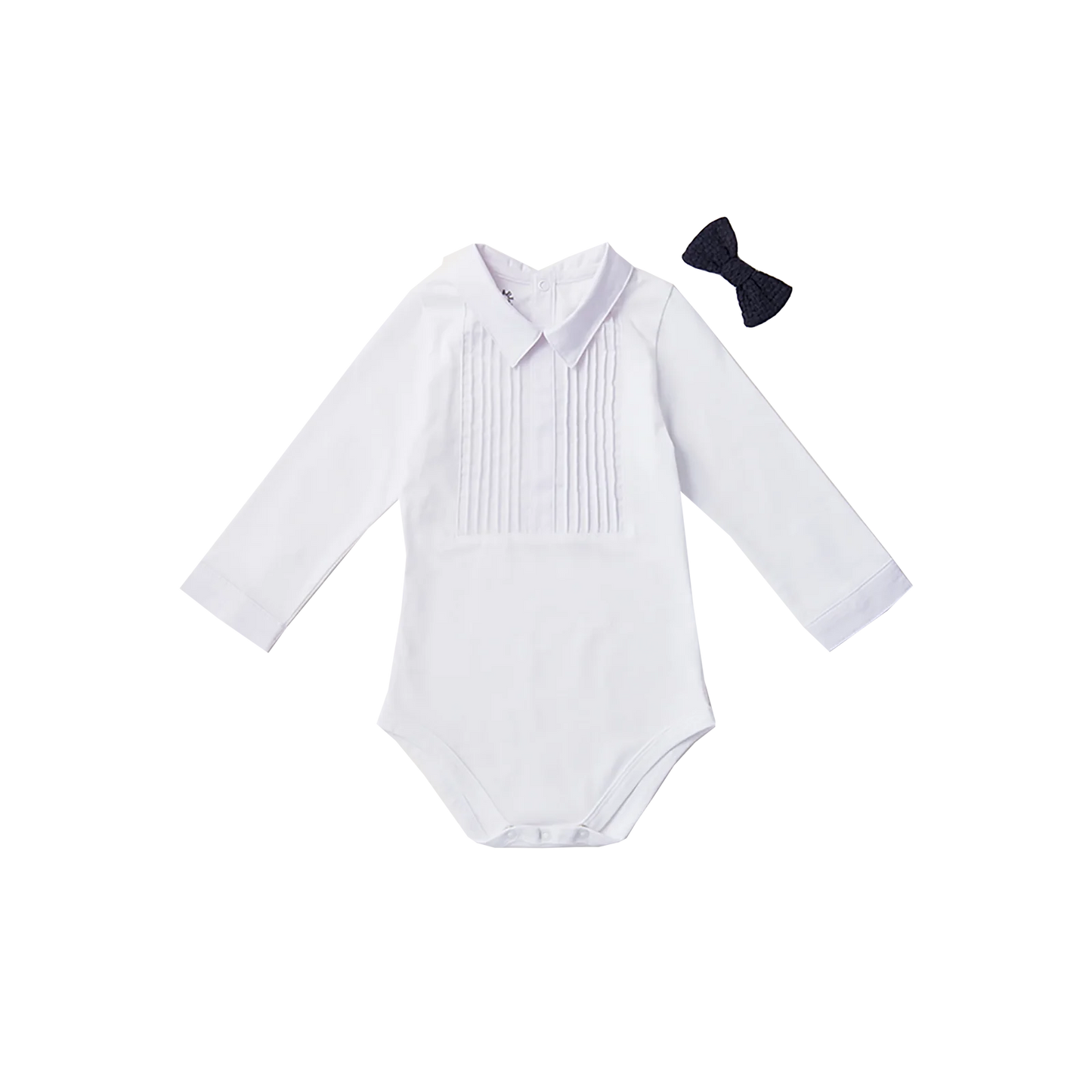 bodysuits 1 pintuck white領結白襯衫貼身包屁衣