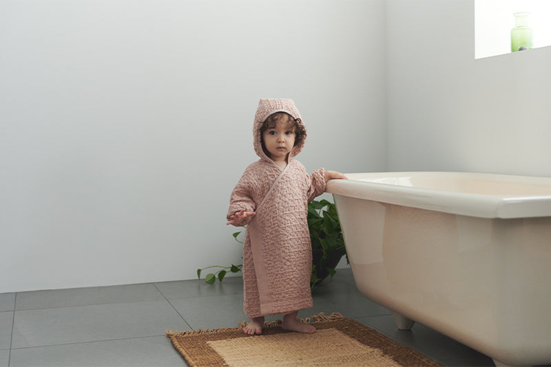 Organic hooded bathrobe多用途華夫格兒童浴袍三色1~4歲