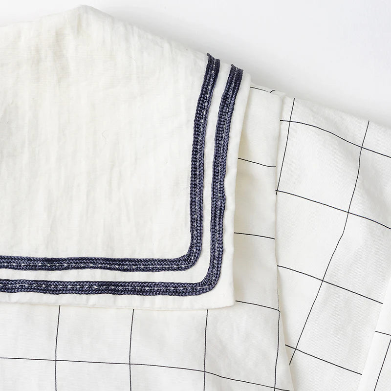 paddle rompers 1 graph white白色方格水手風燈籠褲連體衣