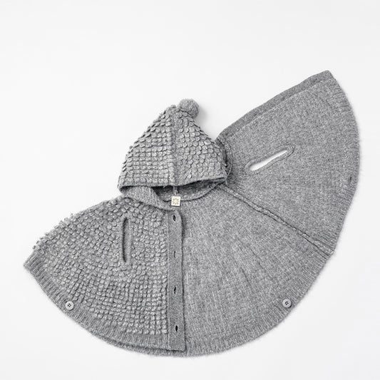 polka 2 light grey針織斗篷外套0-3歲