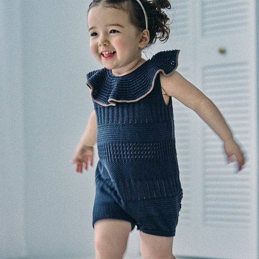 knit frill rompers 無縫針織荷葉邊連體衣三色