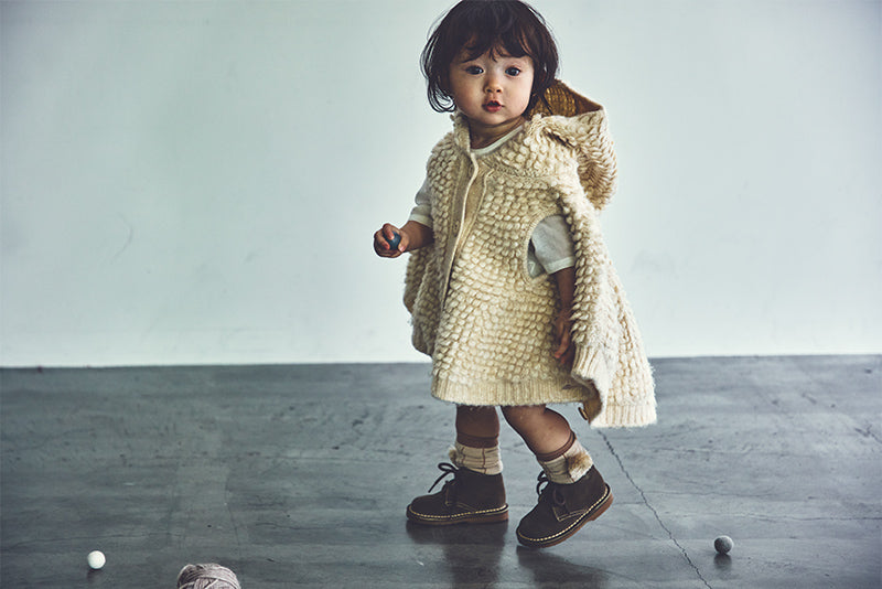 polka 1 ecru斗篷針織外套嬰兒至3歲