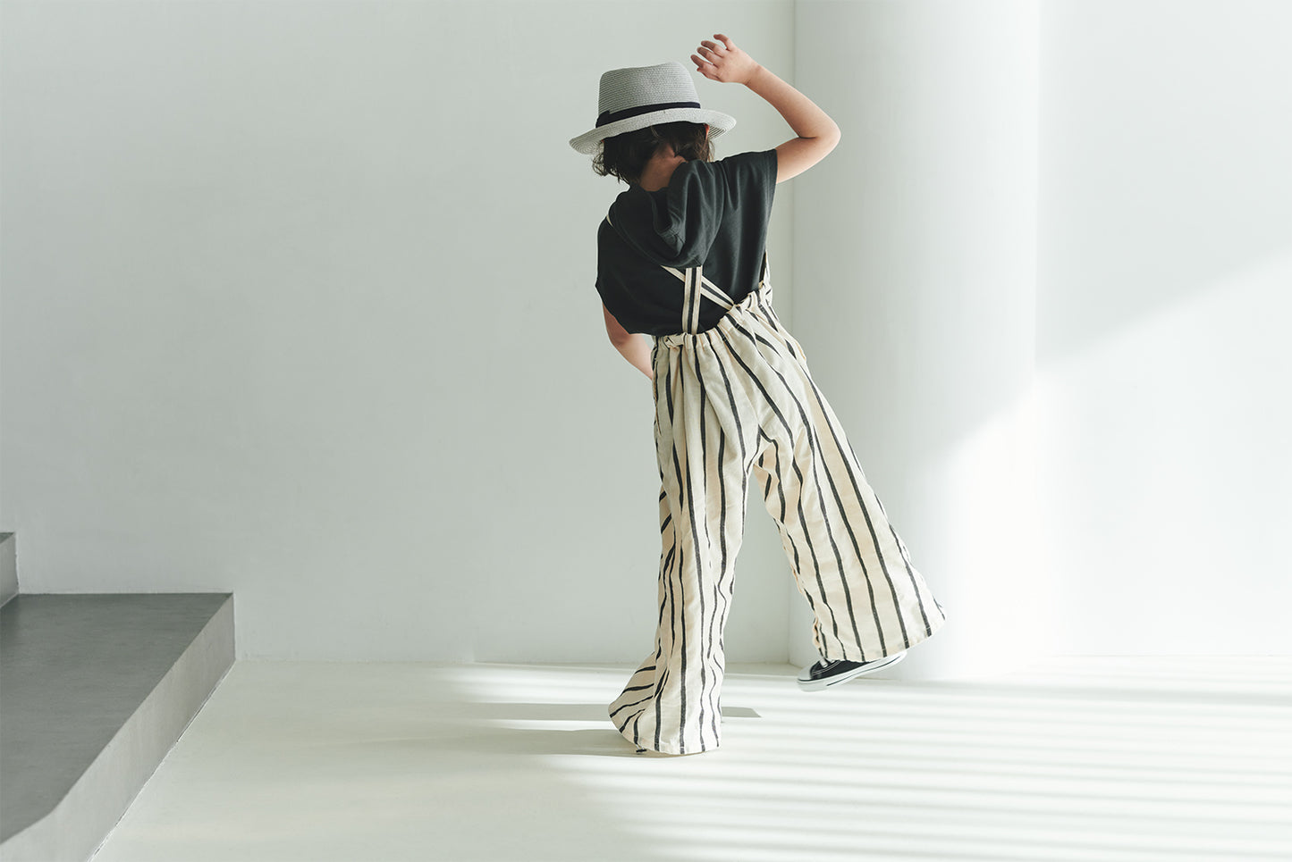 loisir salopette 3 stripe條紋成長型背帶褲