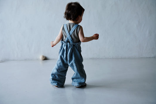 loisir salopette 1 sage淺牛仔色成長型背帶褲