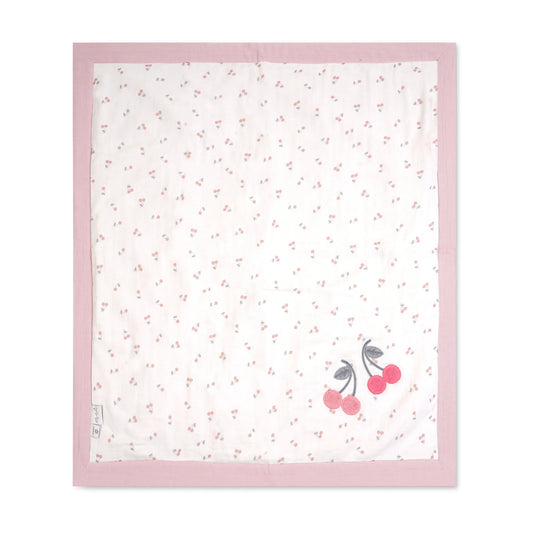 「🇨🇭Elly+lune」 Nova Baby Blanket - Cherry Print 80X90CM