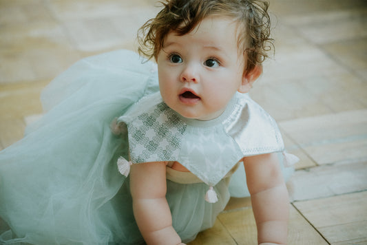 BIB/grid 5 piece mint口水巾刻字