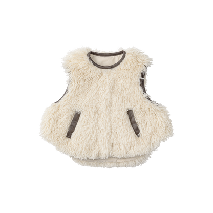 【2025AW】halb shaggy × ecru雙面背心毛絨外套vest