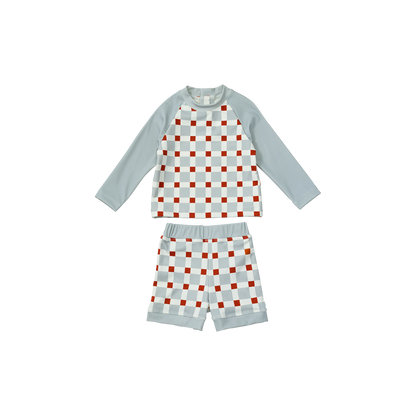 2026SS/swimwear block blue嬰童防曬泳衣
