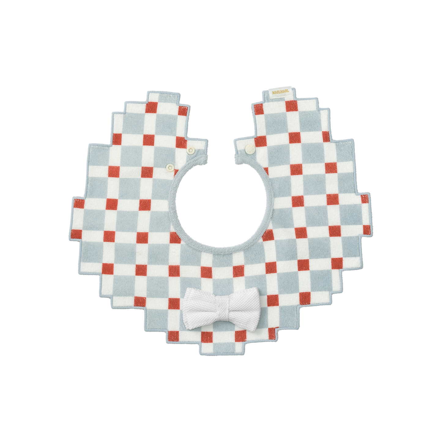 2026新品/BIB joujou block blue 培養五感像素風嬰兒口水巾可拆卸蝴蝶結