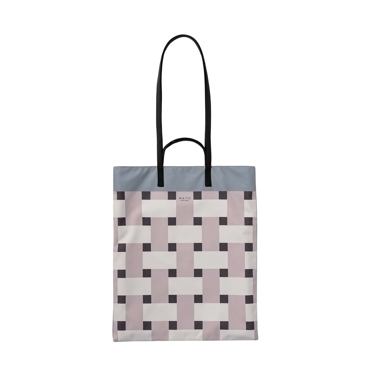 【MATO新品】雙提把大容量托特包 PORTRAIT BAG GRID MAUVE（莫蘭迪粉棕格紋）可刺繡