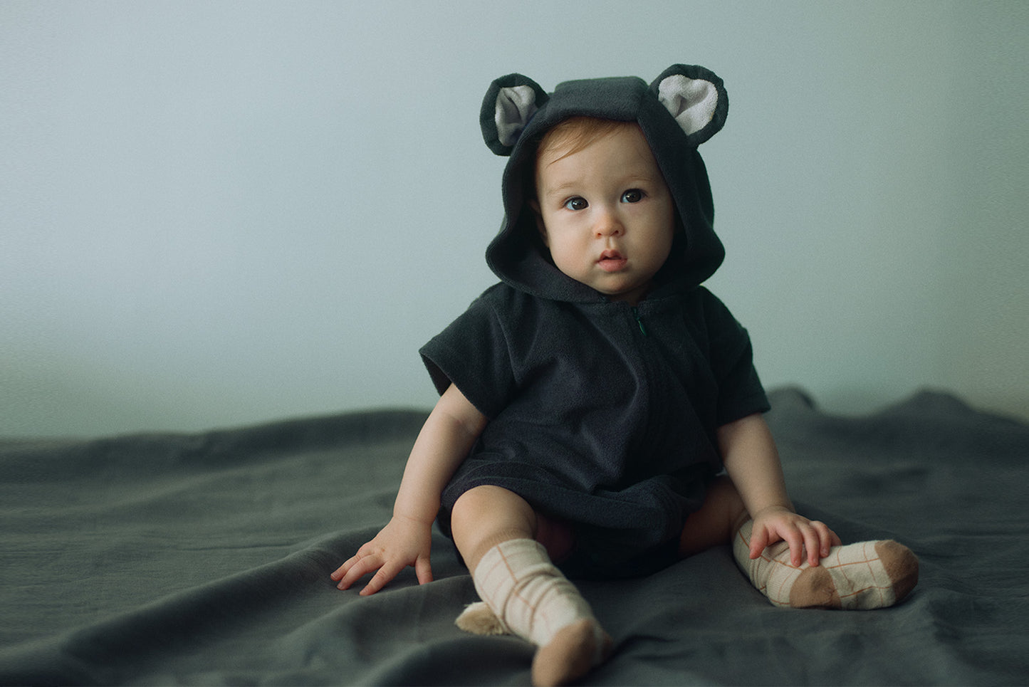 2026SS/lullaby half bear navy春夏小熊家居服深藍色帽子可拆卸