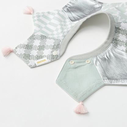 BIB/grid 5 piece mint口水巾刻字