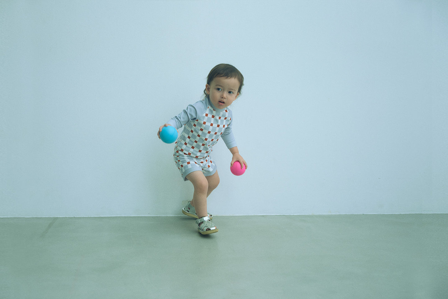 2026SS/swimwear block blue嬰童防曬泳衣
