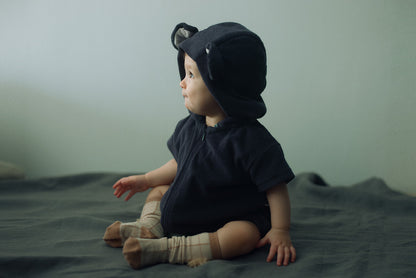2026SS/lullaby half bear navy春夏小熊家居服深藍色帽子可拆卸