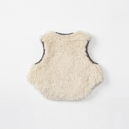 【2025AW】halb shaggy × ecru雙面背心毛絨外套vest