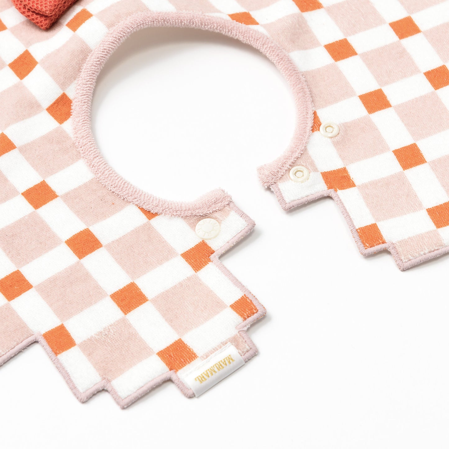 2026新品/bib joujou block pink 培養五感像素風嬰兒口水巾可拆卸蝴蝶結