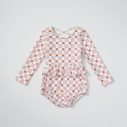 2026SS/swimwear block pink嬰童泳衣