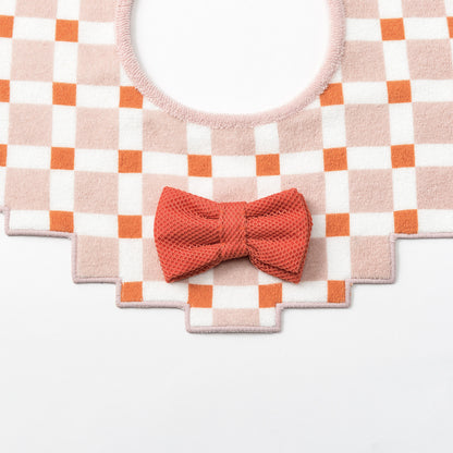 2026新品/bib joujou block pink 培養五感像素風嬰兒口水巾可拆卸蝴蝶結