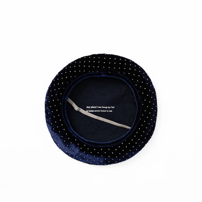 新品！MARMARL 26AW 星夜點結天鵝絨貝雷帽 orbit navy dot（深藍銀點）