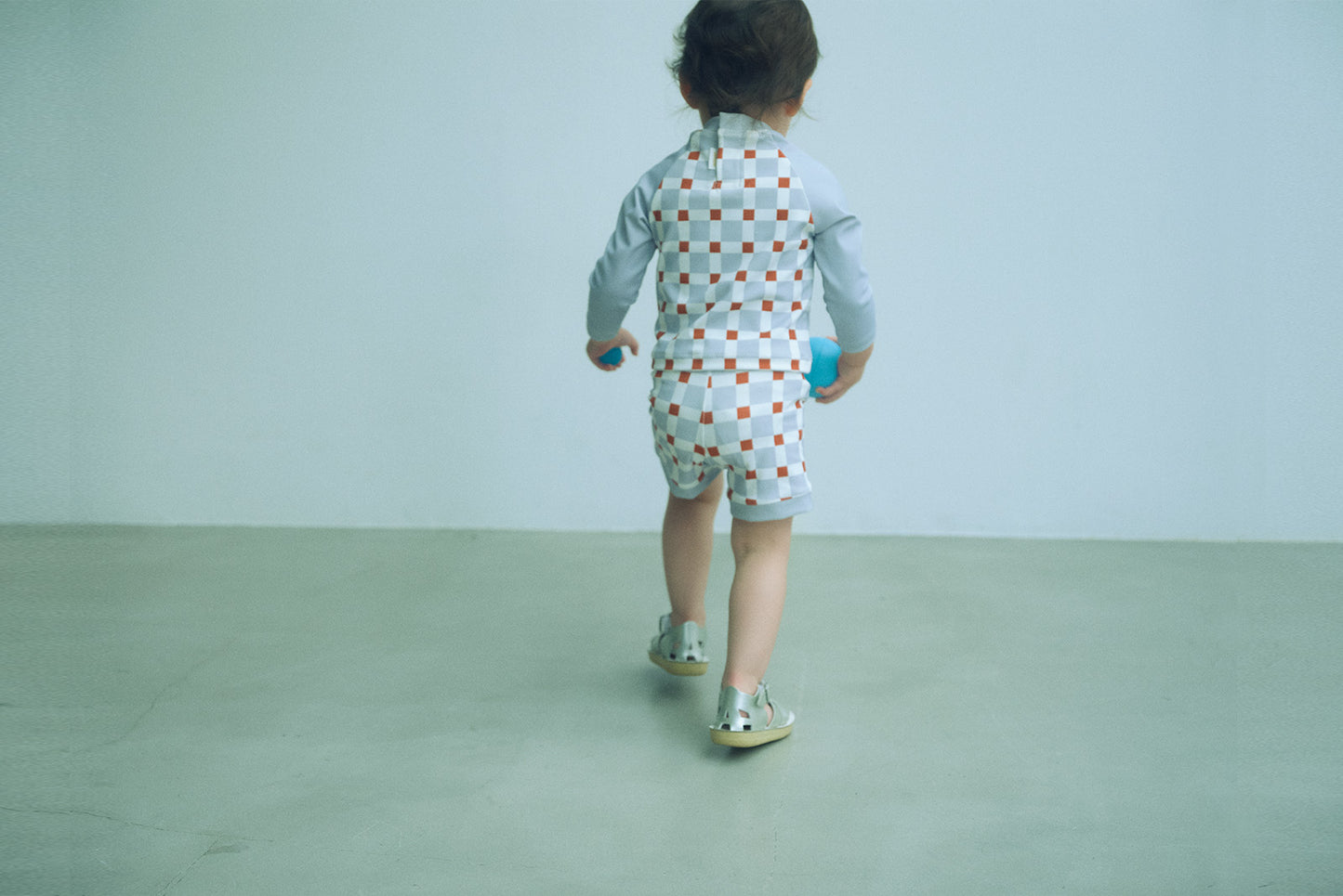 2026SS/swimwear block blue嬰童防曬泳衣