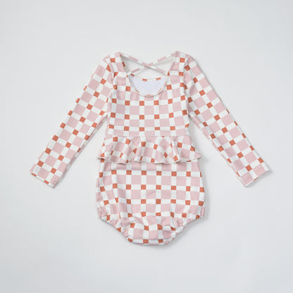 2026SS/swimwear block pink嬰童泳衣