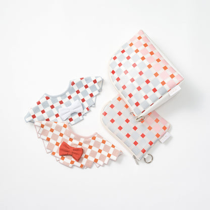 2026新品/BIB joujou block blue 培養五感像素風嬰兒口水巾可拆卸蝴蝶結