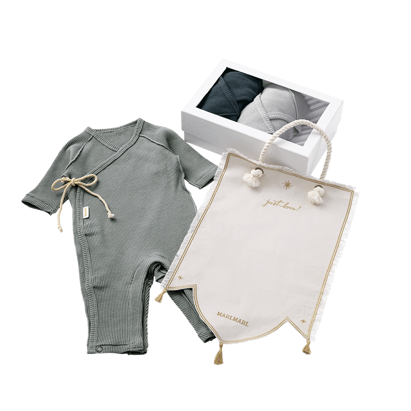 tous les jours box full sun full moon 初生兒長袖內衣三件套套裝組合送禮2色