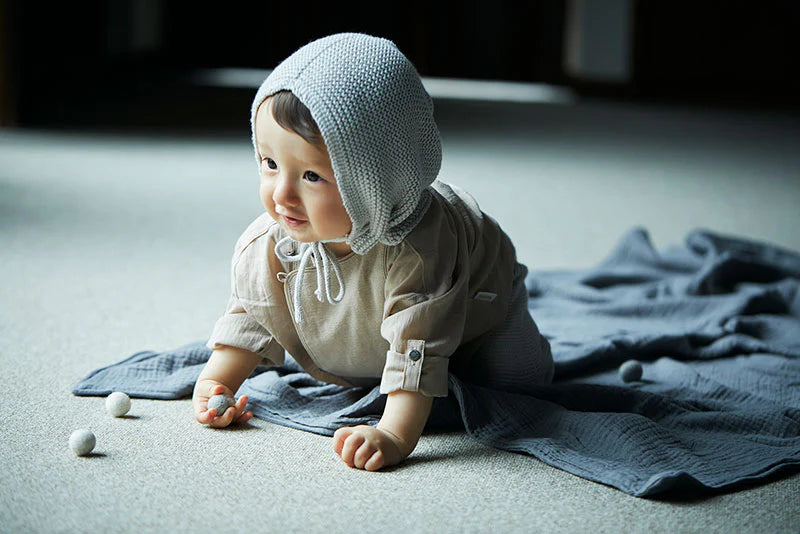 knit hat bonnet 無縫編織帶球球針織帽3m~2y