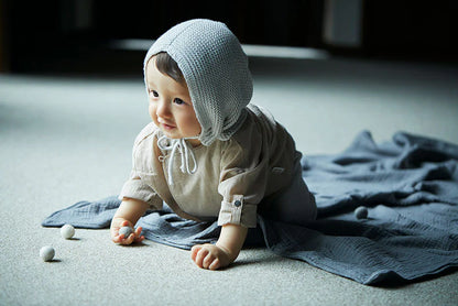 knit hat bonnet 無縫編織帶球球針織帽3m~2y