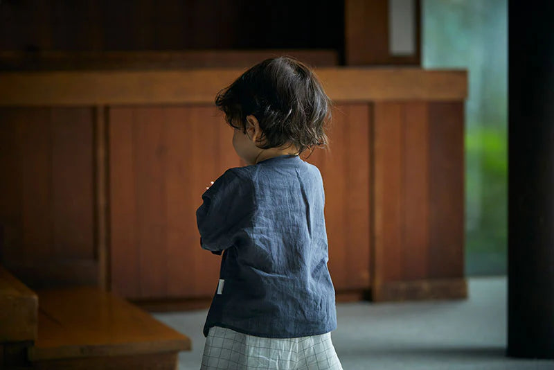 shirts 3 bosom navy開領襯衫