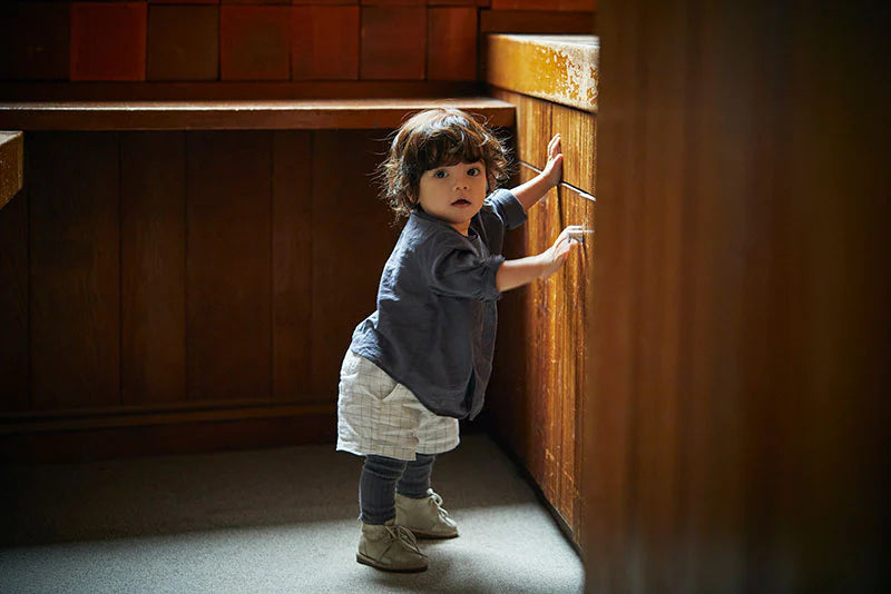 shirts 3 bosom navy開領襯衫