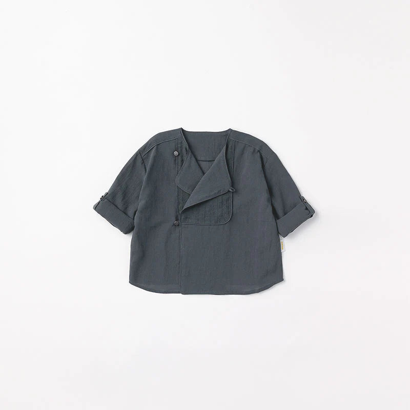 shirts 3 bosom navy開領襯衫