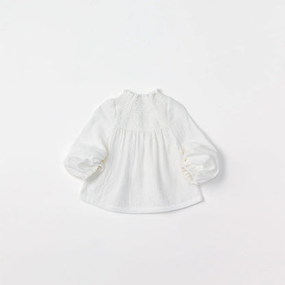 blouses 1 shirring white白色皺摺襯衫