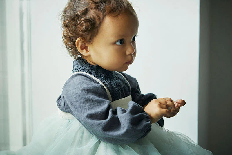 blouses 3 shirring navy深藍皺摺襯衫