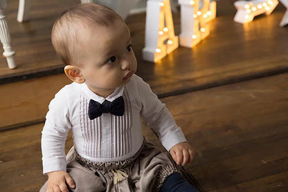 bodysuits 1 pintuck white領結白襯衫貼身包屁衣