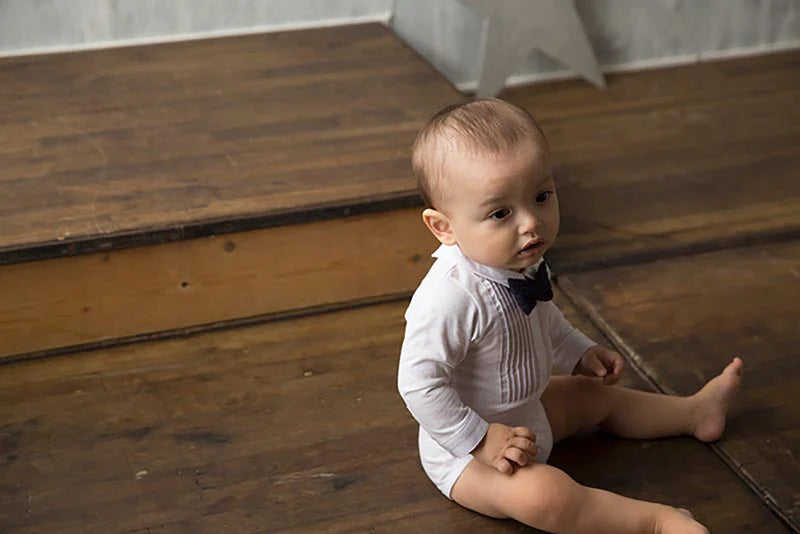 bodysuits 1 pintuck white領結白襯衫貼身包屁衣