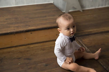 bodysuits 1 pintuck white領結白襯衫貼身包屁衣