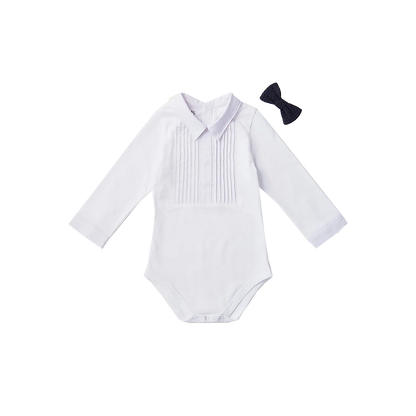 bodysuits 1 pintuck white領結白襯衫貼身包屁衣