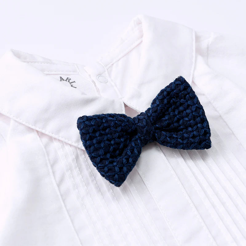 bodysuits 1 pintuck white領結白襯衫貼身包屁衣