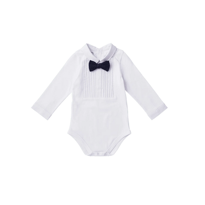 bodysuits 1 pintuck white領結白襯衫貼身包屁衣