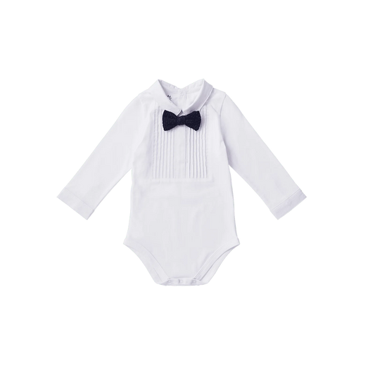 bodysuits 1 pintuck white領結白襯衫貼身包屁衣