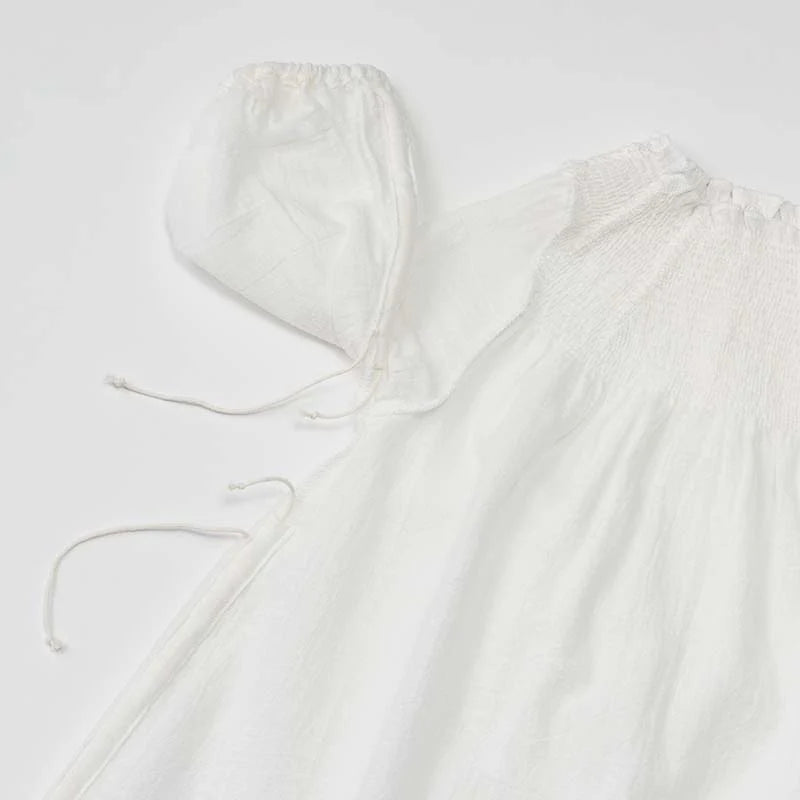 dress 1 shirring white白色連衣裙洋裝