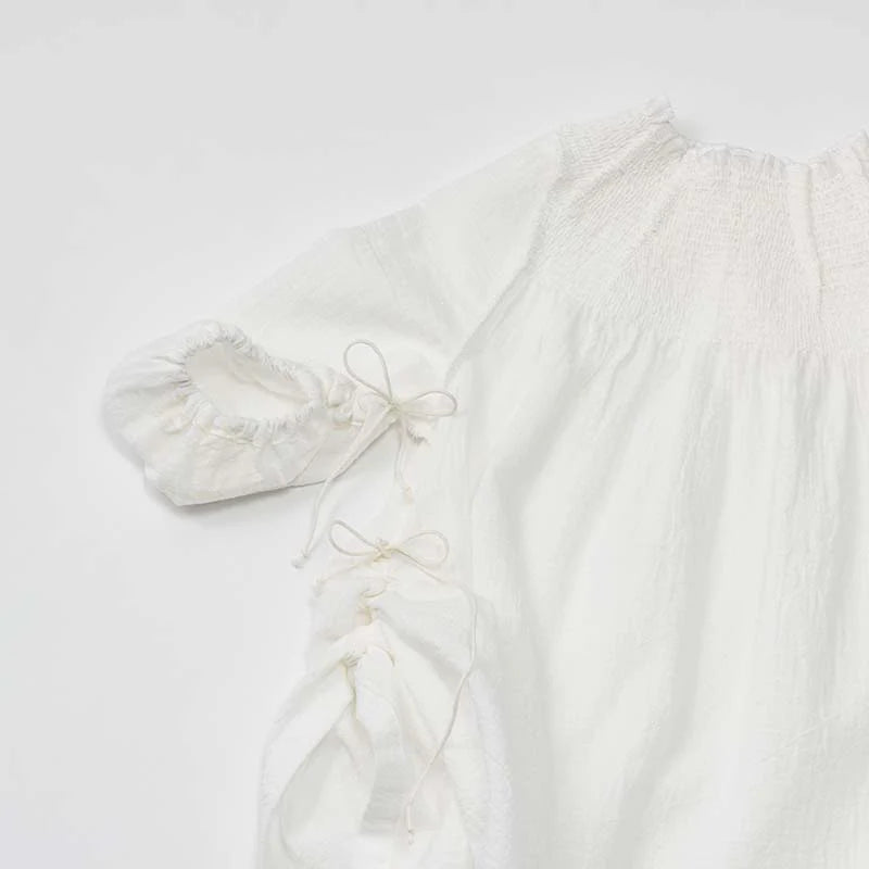 dress 1 shirring white白色連衣裙洋裝