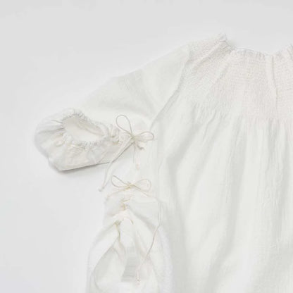 dress 1 shirring white白色連衣裙洋裝