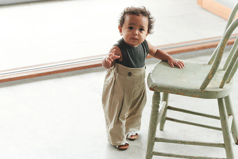 slacks 1 swanky beige吊帶休閒長褲可拆卸