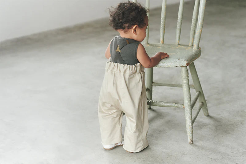 slacks 1 swanky beige吊帶休閒長褲可拆卸