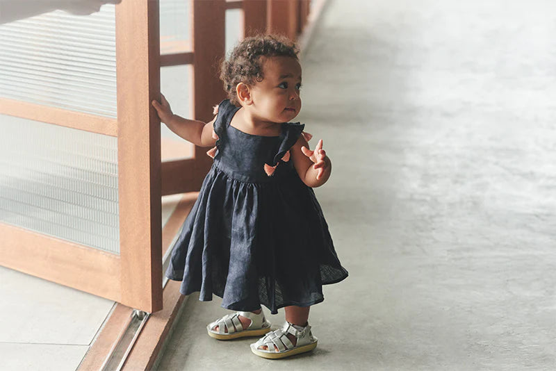 loisir sun dress 2 navy深藍色渡假風亞麻洋裝連身裙