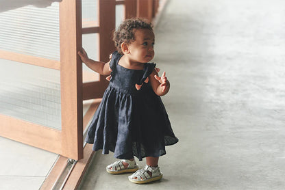 loisir sun dress 2 navy深藍色渡假風亞麻洋裝連身裙