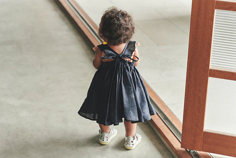 loisir sun dress 2 navy深藍色渡假風亞麻洋裝連身裙